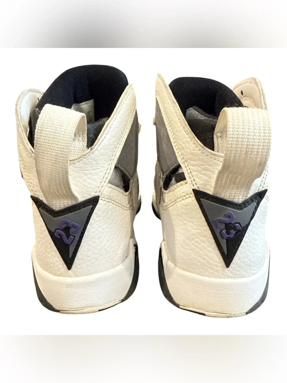 Air Jordan 7 Retro Flint 2021 White Purple Grey DJ2777-100 Size 6Y Womens 7.5